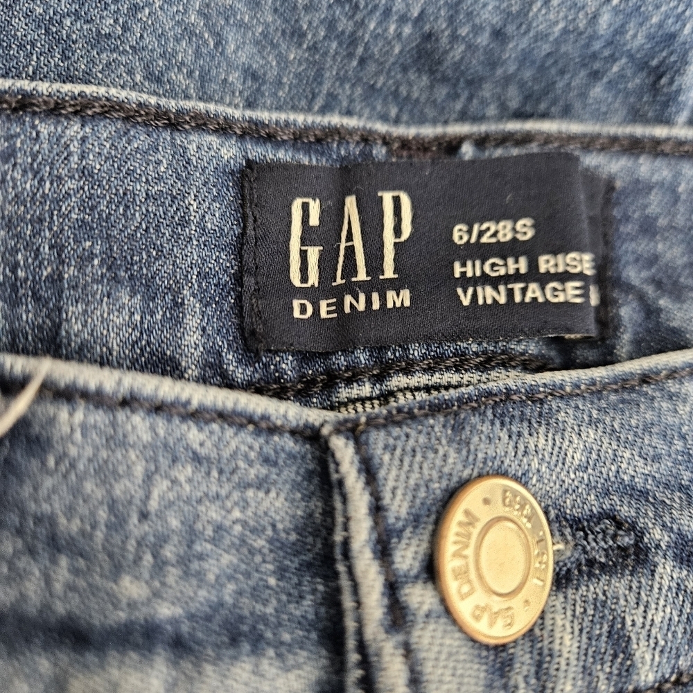 GAP Vintage Slim Ankle Jeans High Rise Villa Dark Wash Denim 6 Short - Picture 3 of 6